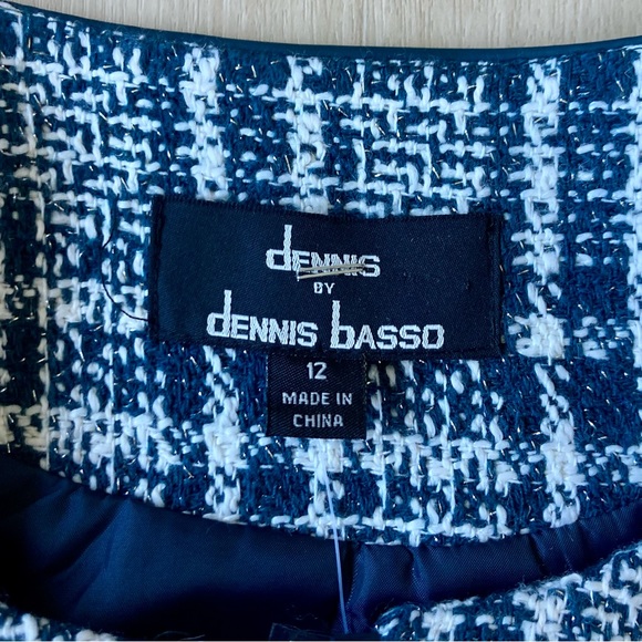 NEW Dennis Basso Tweed Plaid Car Coat Teal Ivory size 12 - Picture 14 of 14